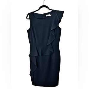 Calvin Klein - Black Ruffle Sheath Dress‎ - Sz. 10